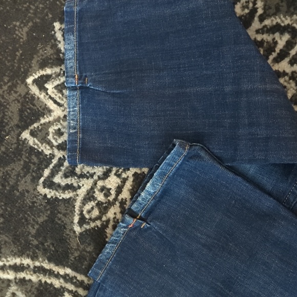 REROCK FOR EXPRESS Dark Blue Boot Cut Distressed Button Flap Pocket Jeans 4 - Picture 6 of 13